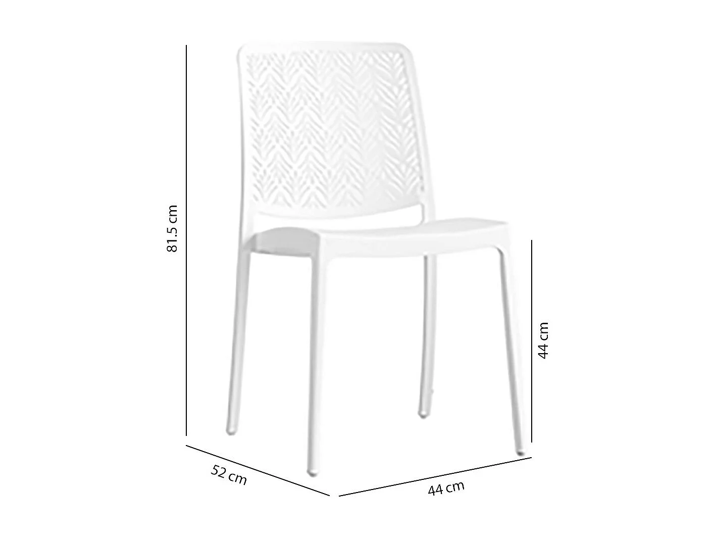 Lot de 4 chaises empilables en polypropylène renforcé avec fibre de verre, pour jardin ou intérieur, déperlantes et résistantes, design moderne - YARA - Blanc
