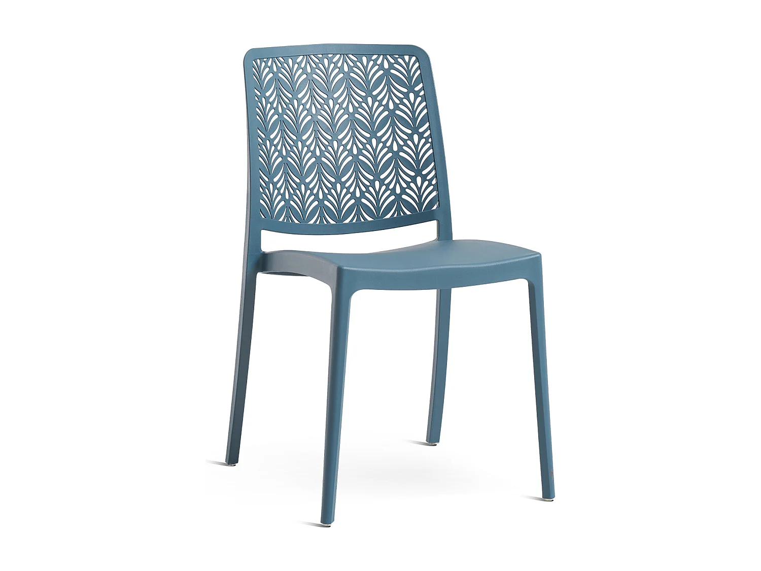 Lot de 4 chaises empilables en polypropylène renforcé avec fibre de verre, pour jardin ou intérieur, déperlantes et résistantes, design moderne - YARA - Pétrole