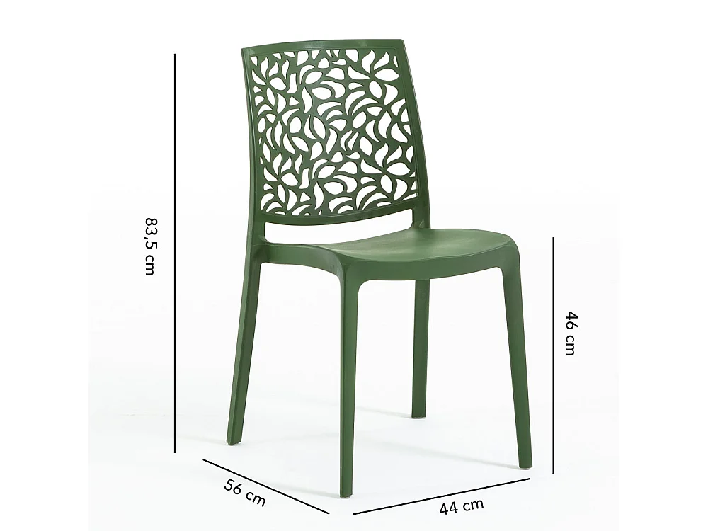 Lot de jardin avec table et 6 chaises, table rectangulaire avec structure en acier et chaises monobloc empilables en résine – Thomas+Anna/Olive-Blanc