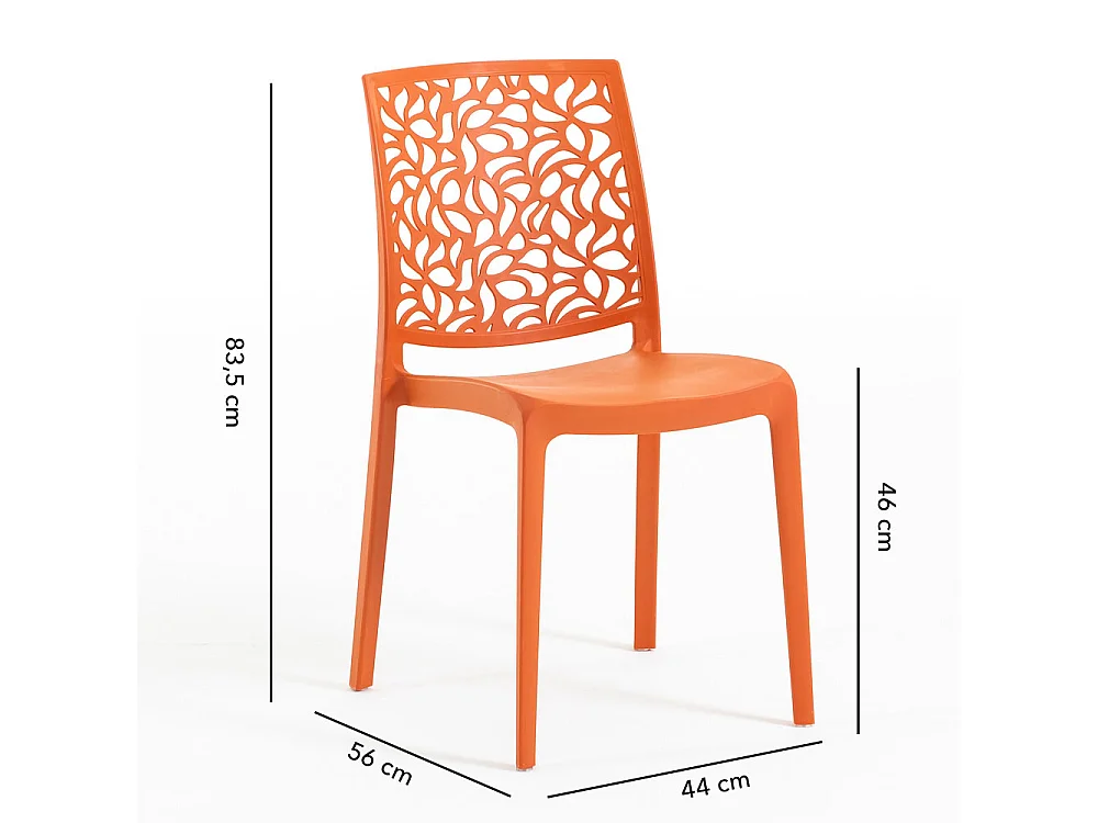 Lot de jardin avec table et 6 chaises, table rectangulaire avec structure en acier et chaises monobloc empilables en résine – Thomas+Anna/Papaye-Blanc