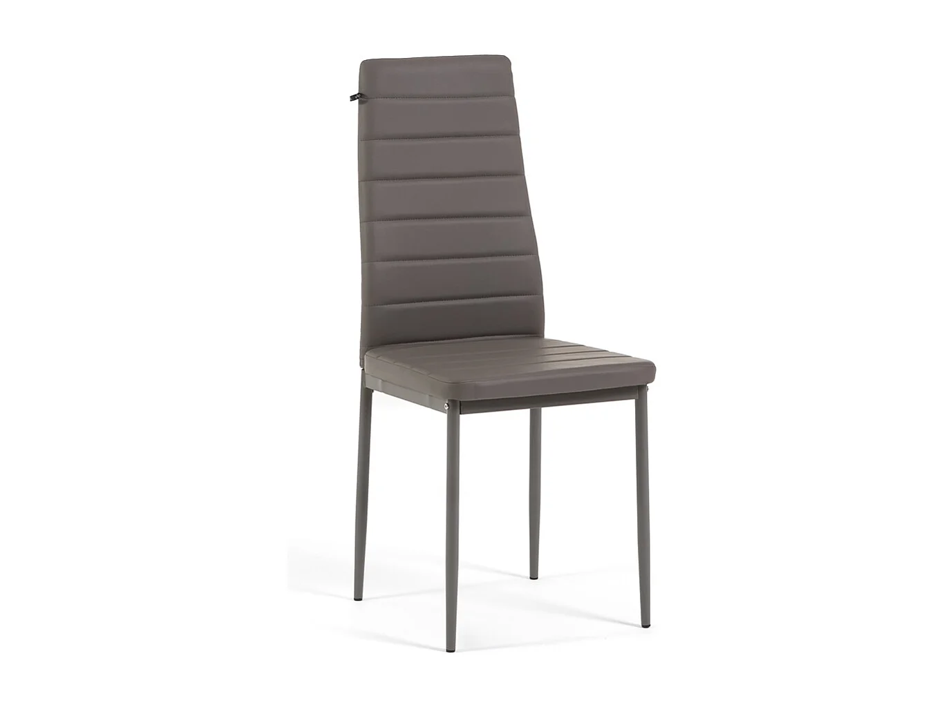 Ensemble de salle à manger avec 4 chaises et table rectangulaire, style moderne, plateau en verre trempé, chaises en similicuir – Ettore+Lidia/Taupe
