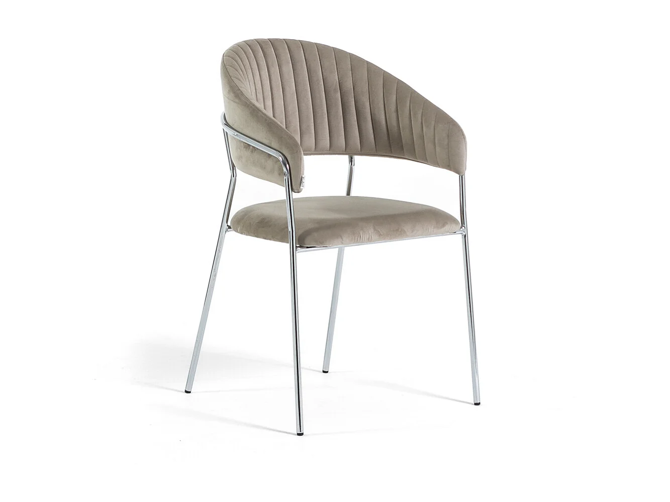 Set di 2 sedie da interno in velluto, imbottite, gambe in metallo, design elegante per sala da pranzo, cucina e ristoranti – Beige/Argento – Lea