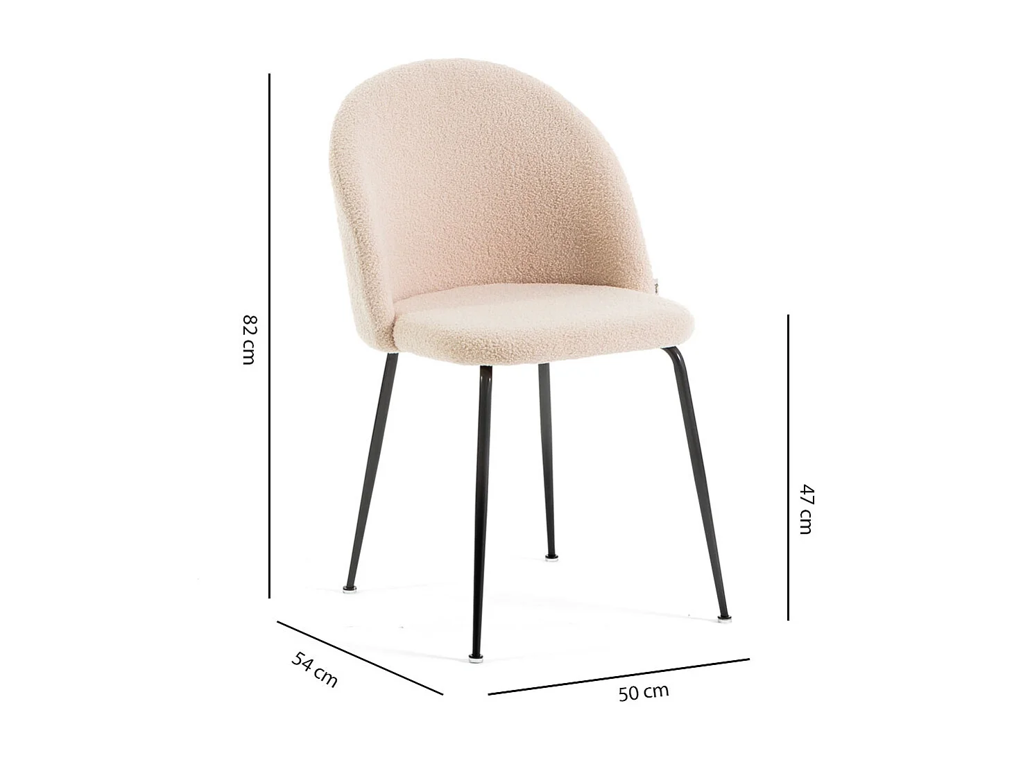 Set di 2 sedie da interno in tessuto teddy, gambe in metallo, imbottite per cucina, sala da pranzo e ristorante – Sara Teddy – Ecrù/Grigio scuro