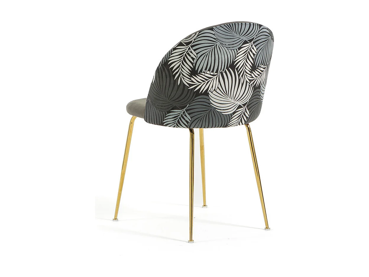Set di 2 sedie da interno in velluto decorativo, gambe in metallo, design elegante per cucina, sala da pranzo, bar o ristorante – Sara – Felce/Oro