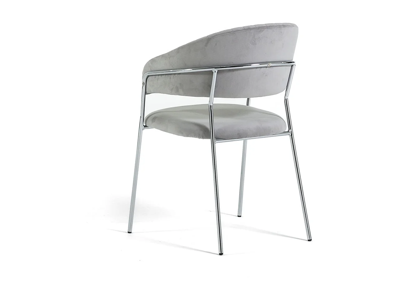Set di 2 sedie da interno in velluto, imbottite, gambe in metallo, design elegante per sala da pranzo, cucina e ristoranti – Grigio chiaro/Argento – Lea