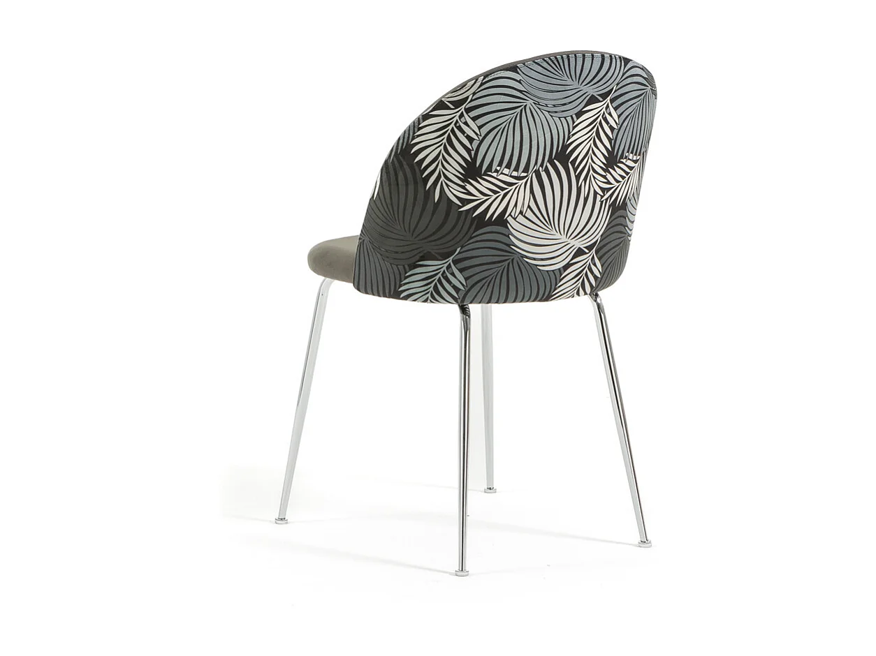 Lot de 2 chaises en velours décoratif d’intérieur, pieds en métal, design élégant pour cuisine, salle à manger, restaurant – Sara – Fougère/Argent