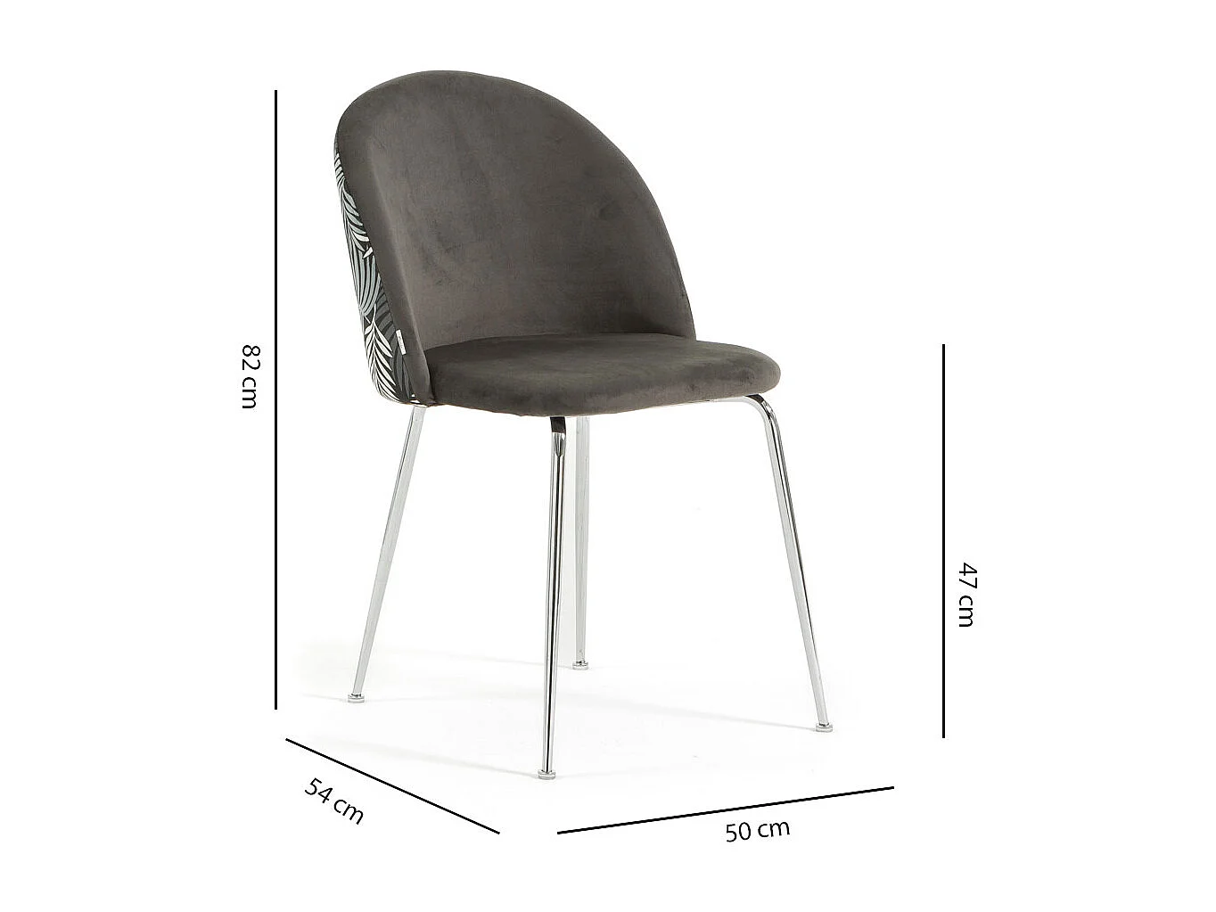 Lot de 2 chaises en velours décoratif d’intérieur, pieds en métal, design élégant pour cuisine, salle à manger, restaurant – Sara – Fougère/Argent