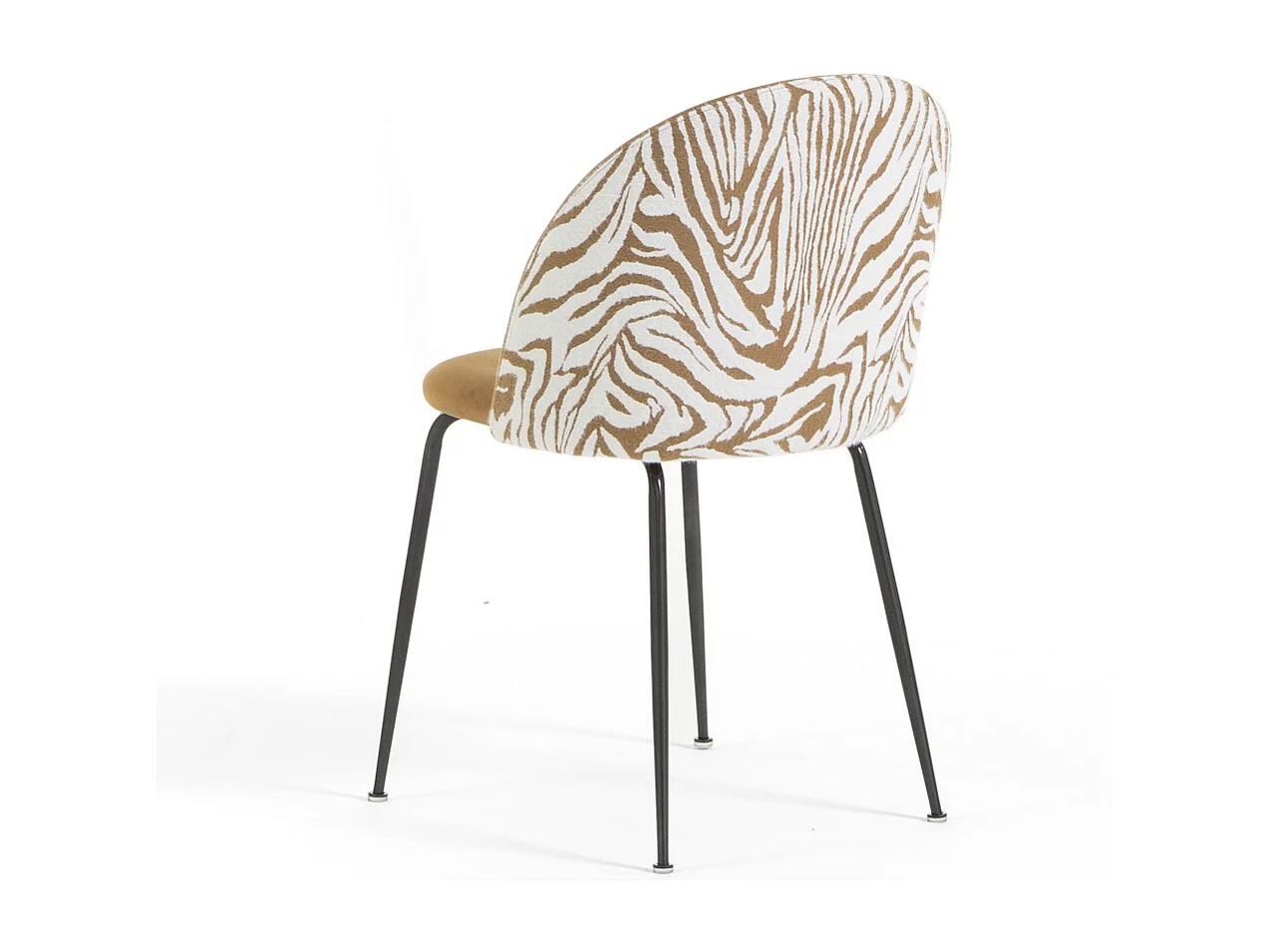 Lot de 2 chaises en velours décoratif d’intérieur, pieds en métal, design élégant pour cuisine, salle à manger, restaurant – Sara – Zèbre/Gris foncé