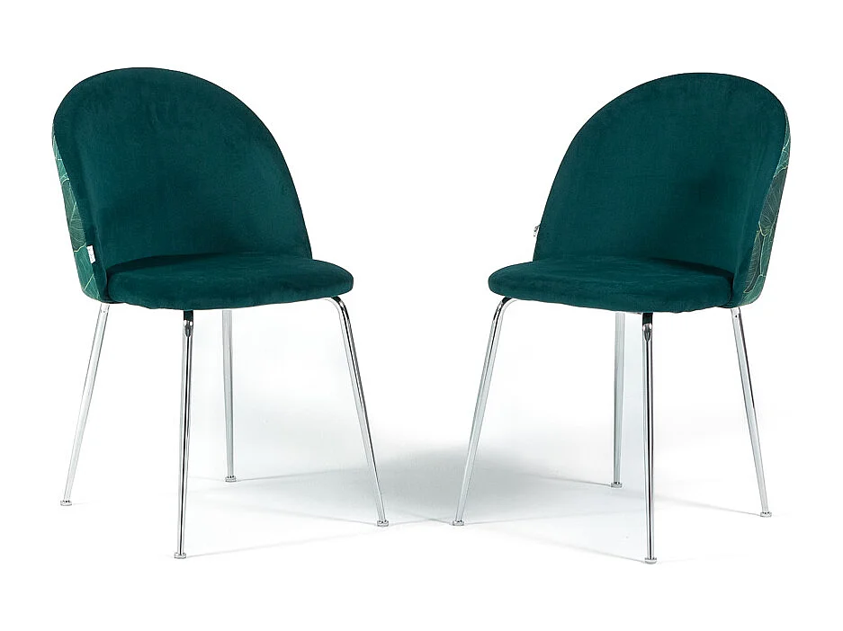 Set di 2 sedie da interno in velluto decorativo, gambe in metallo, design elegante per cucina, sala da pranzo e ristorante – Sara – Blu pavone/Grigio