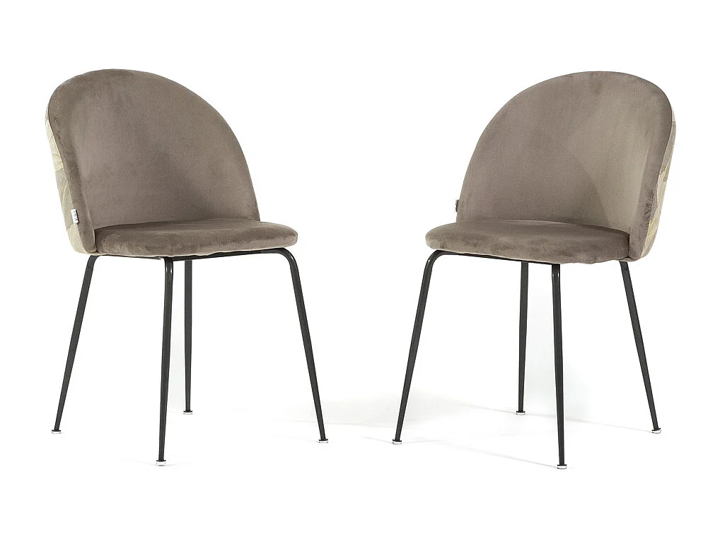 Lot de 2 chaises en velours décoratif d’intérieur, pieds en métal, design élégant pour cuisine, salle à manger, bar ou restaurant –Sara– Vert crème/Or