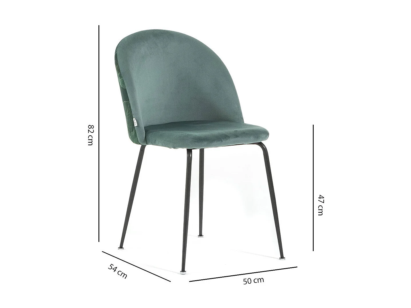 Set di 2 sedie da interno in velluto decorativo, gambe in metallo, design elegante per cucina, sala da pranzo e ristorante – Sara – Verde giada/Grigio