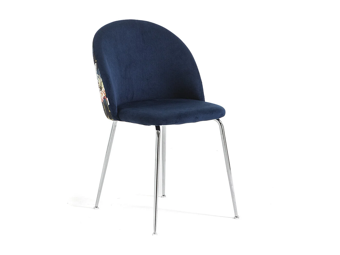 Lot de 2 chaises en velours décoratif d’intérieur, pieds en métal, design élégant pour cuisine, salle à manger, restaurant –Sara–Flamants roses/Argent