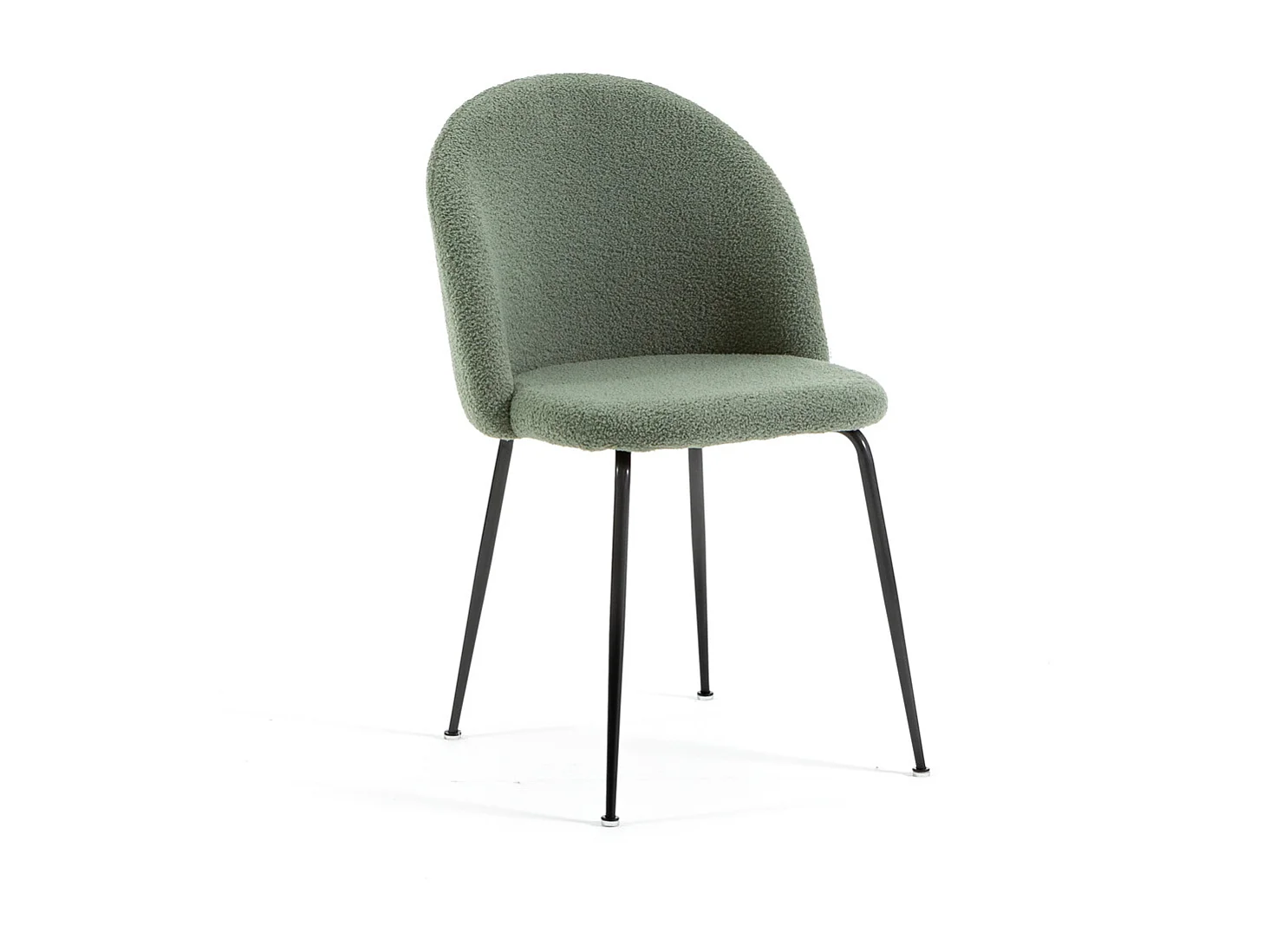 Set di 2 sedie da interno in tessuto teddy, gambe in metallo, imbottite per cucina, sala da pranzo e ristorante – Sara Teddy – Verde salvia/Grigio scuro