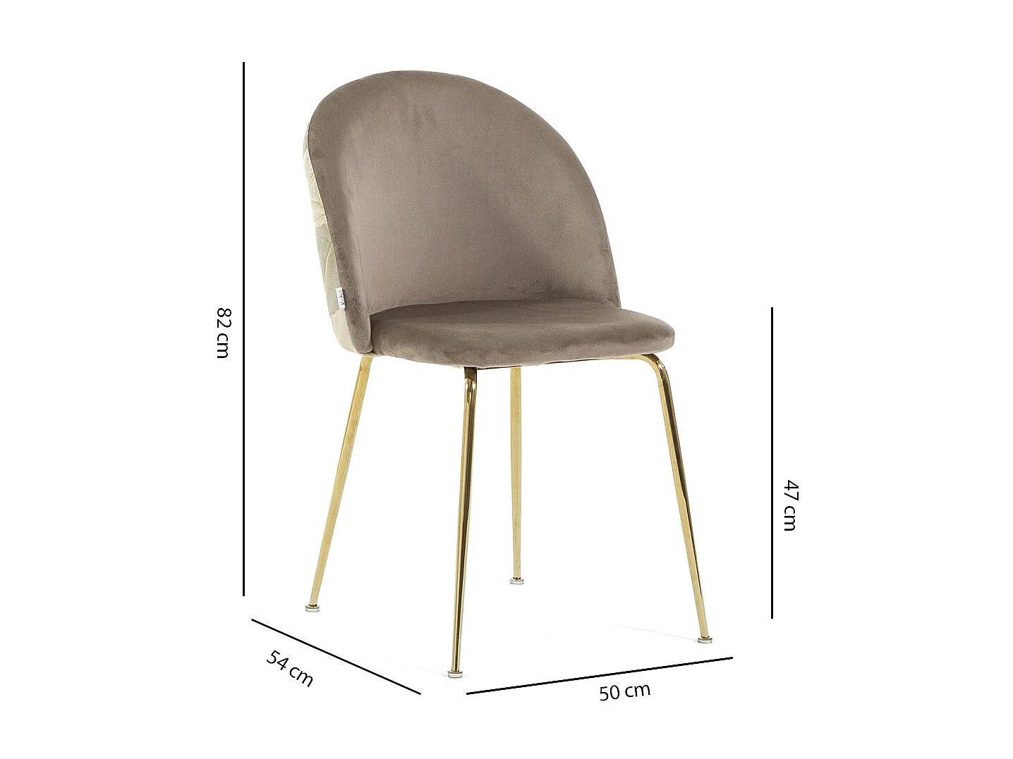 Lot de 2 chaises en velours décoratif d’intérieur, pieds en métal, design élégant pour cuisine, salle à manger, bar ou restaurant – Sara –Taupe/Argent