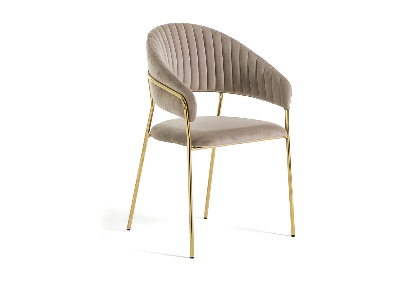 Lot de 2 chaises d’intérieur en velours, rembourrées, pieds en métal, design élégant pour salle à manger, cuisine, restaurants - Beige/Or - Lea