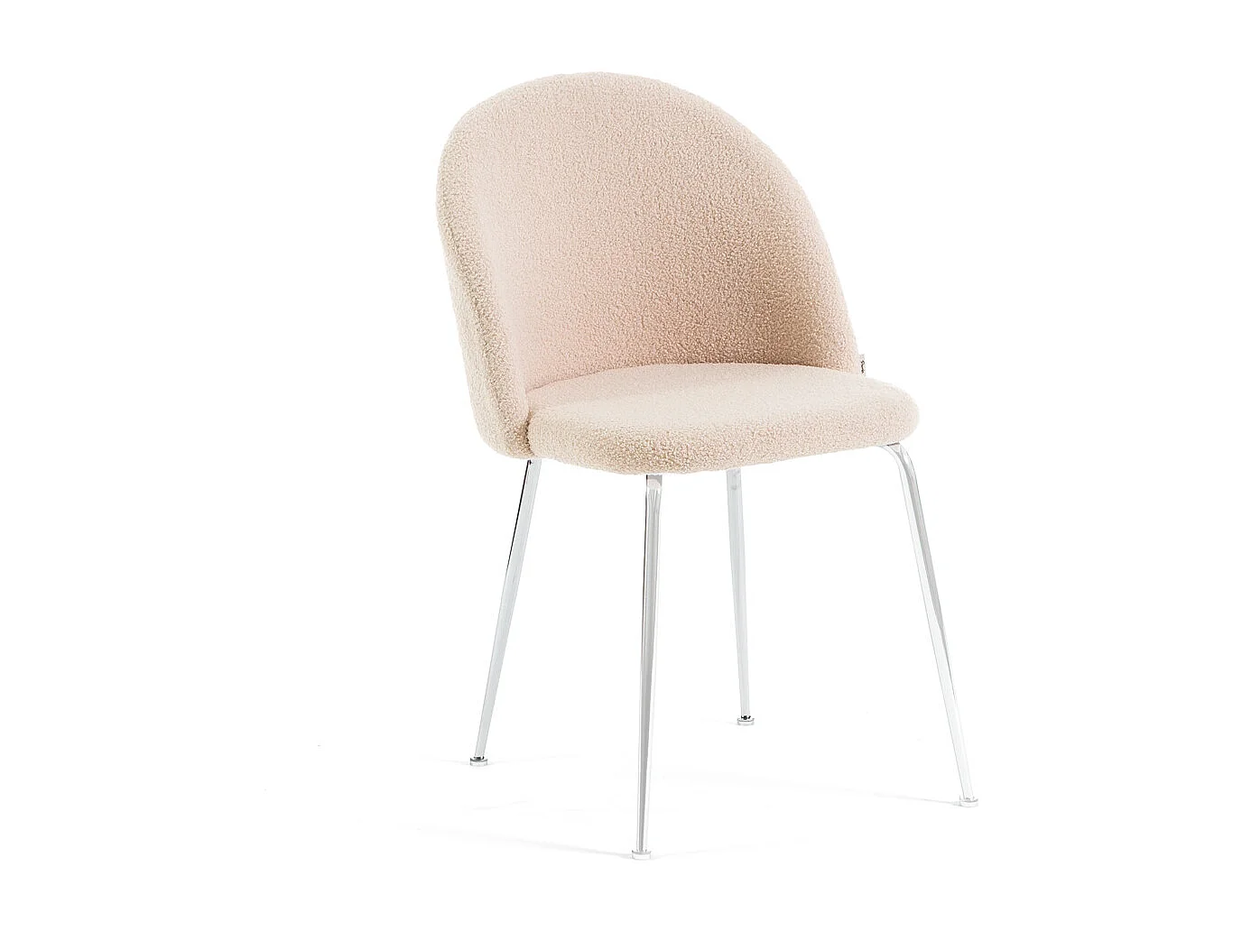 Set di 2 sedie da interno in tessuto teddy, gambe in metallo, imbottite per cucina, sala da pranzo e ristorante – Sara Teddy – Ecrù/Argento