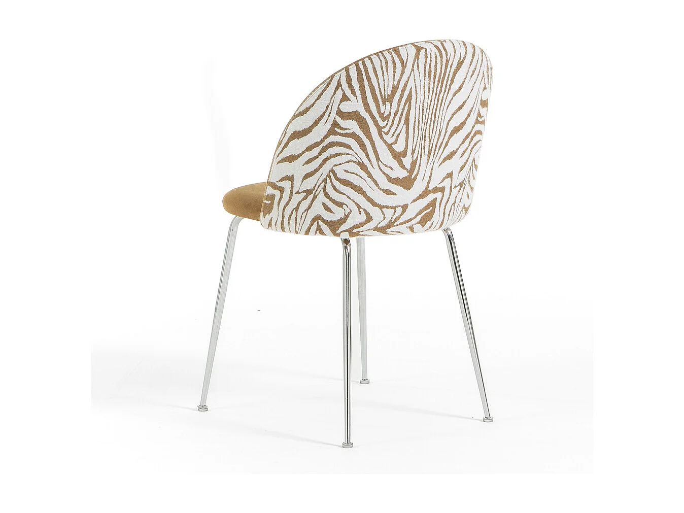 Lot de 2 chaises en velours décoratif d’intérieur, pieds en métal, design élégant pour cuisine, salle à manger, bar ou restaurant –Sara – Zèbre/Argent