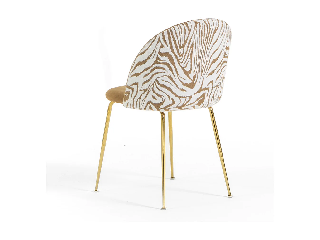 Lot de 2 chaises en velours décoratif d’intérieur, pieds en métal, design élégant pour cuisine, salle à manger, bar ou restaurant – Sara – Zèbre/Or