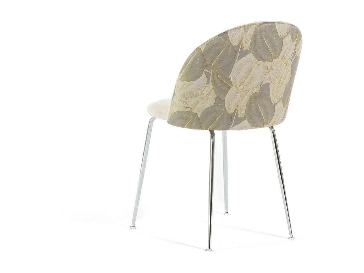 Lot de 2 chaises en velours décoratif d’intérieur, pieds en métal, design élégant pour cuisine, salle à manger, bar ou restaurant – Sara –Crème/Argent