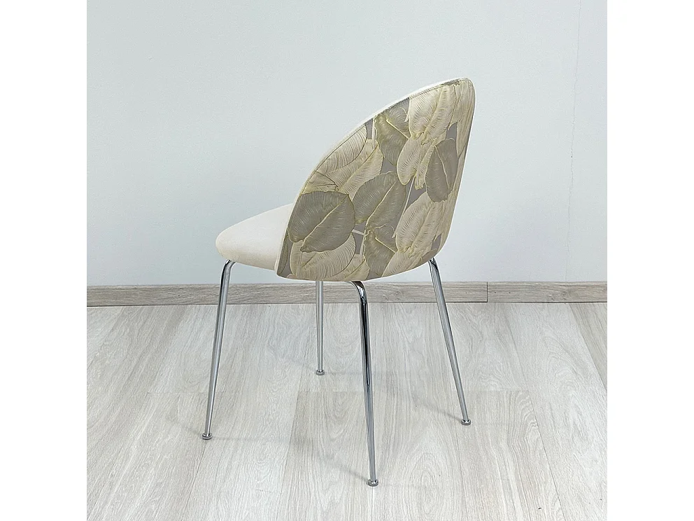 Lot de 2 chaises en velours décoratif d’intérieur, pieds en métal, design élégant pour cuisine, salle à manger, bar ou restaurant – Sara –Crème/Argent