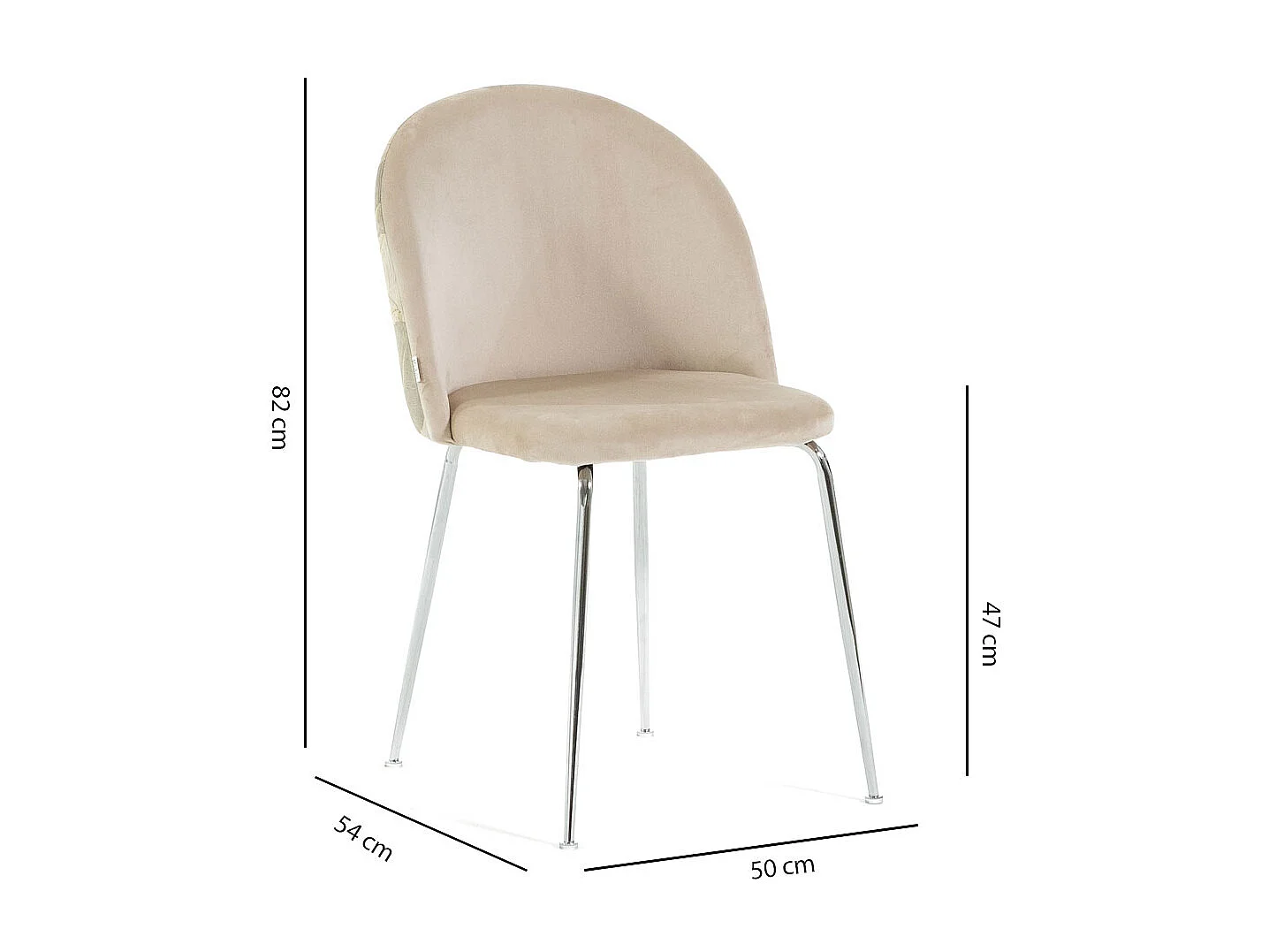 Lot de 2 chaises en velours décoratif d’intérieur, pieds en métal, design élégant pour cuisine, salle à manger, bar ou restaurant – Sara –Crème/Argent
