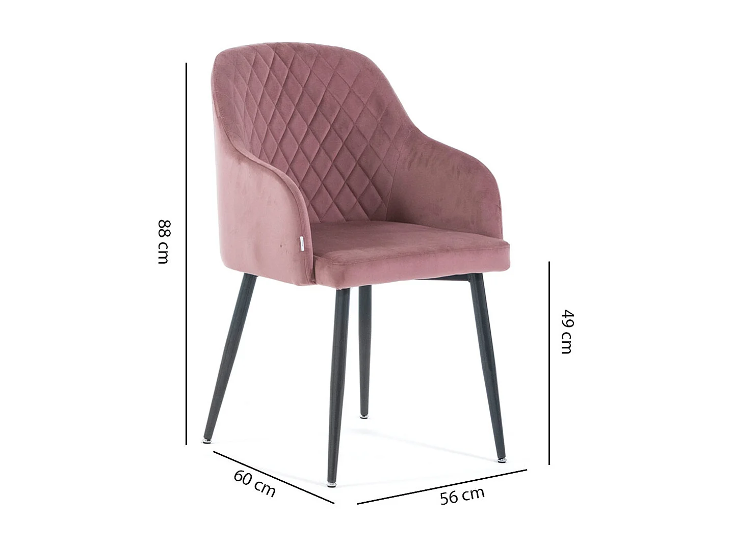 Lot de 2 chaises en velours d’intérieur, dossier haut, pieds en métal, idéales pour cuisine, salle à manger, bar, restaurant – Rose/Gris foncé – Tessa