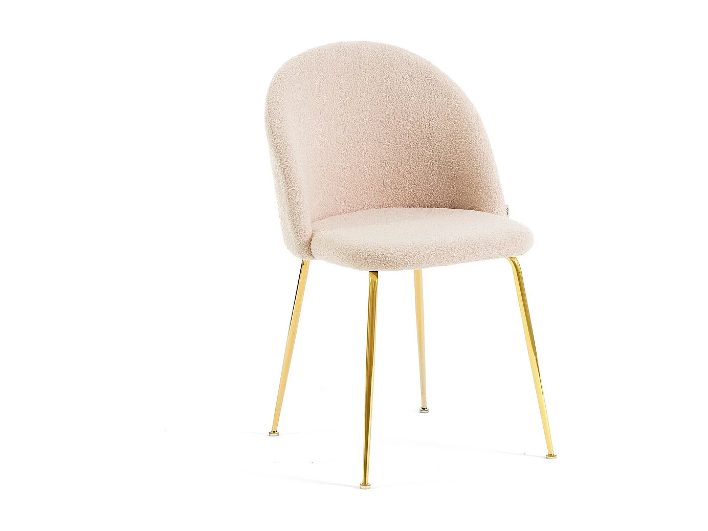 Set di 2 sedie da interno in tessuto teddy, gambe in metallo, imbottite per cucina, sala da pranzo, bar o ristorante – Sara Teddy – Ecrù/Oro