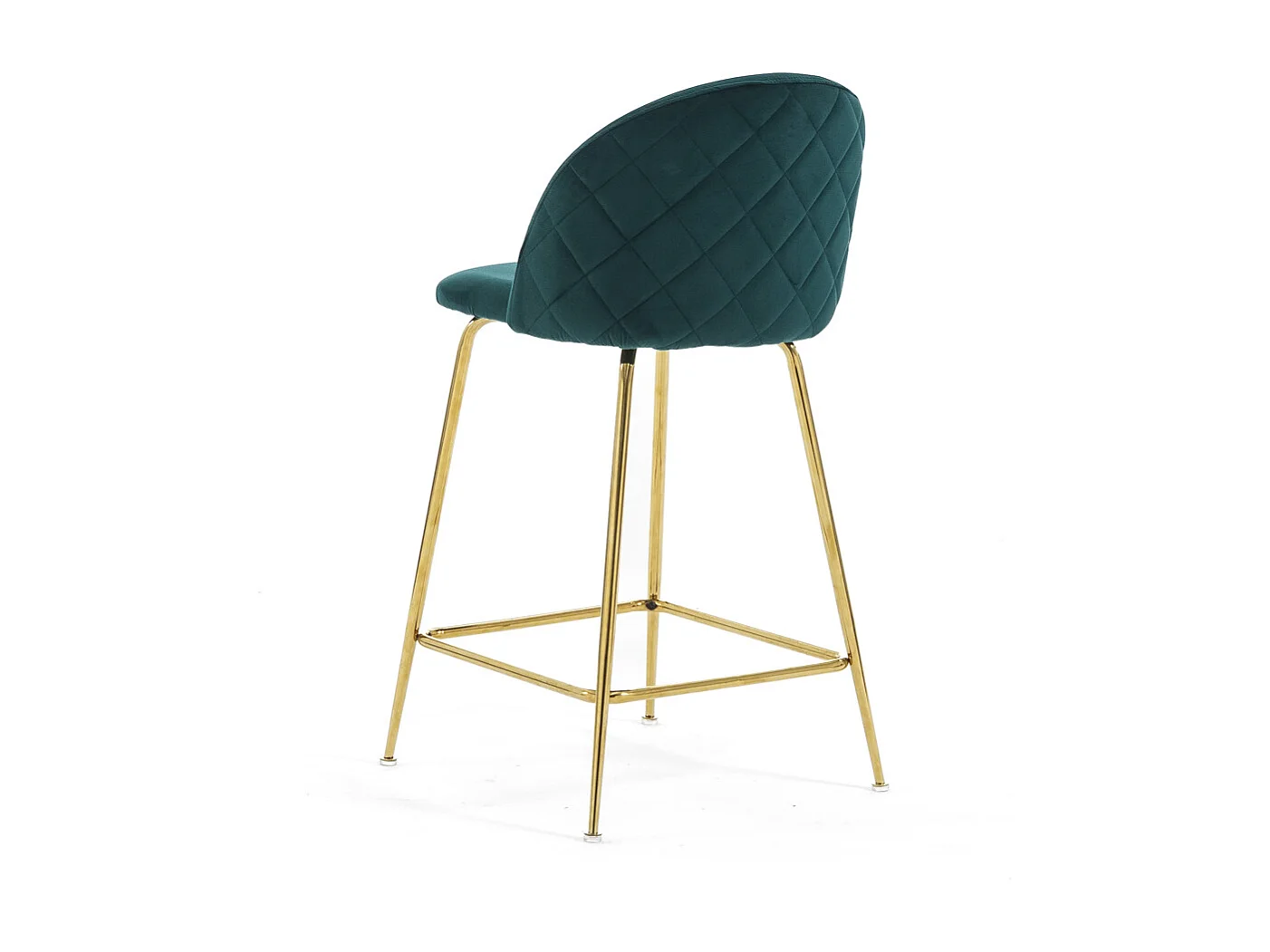 Lot de 2 tabourets de bar rembourrés en velours, pieds en métal, h.65 cm, pour bar, restaurants et cuisine, design moderne et élégant - Sara XL - Bleu canard/Or