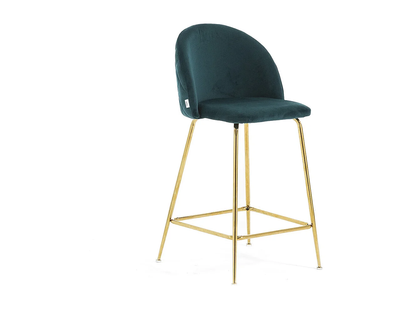 Lot de 2 tabourets de bar rembourrés en velours, pieds en métal, h.65 cm, pour bar, restaurants et cuisine, design moderne et élégant - Sara XL - Bleu canard/Or