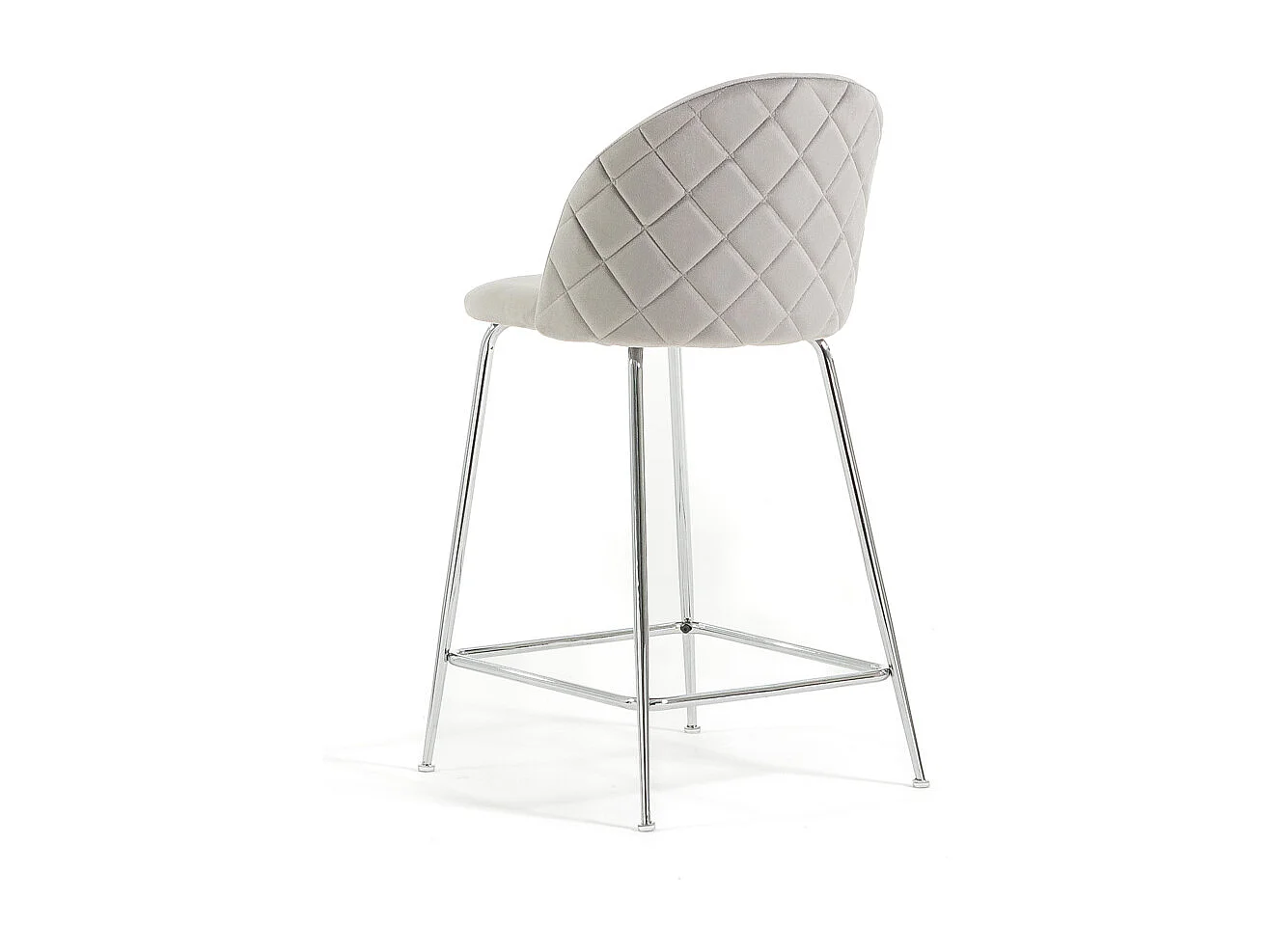 Lot de 2 tabourets de bar rembourrés en velours, pieds en métal, h.65 cm, pour bar, restaurants et cuisine, design moderne et élégant - Sara XL - Gris clair/Argent