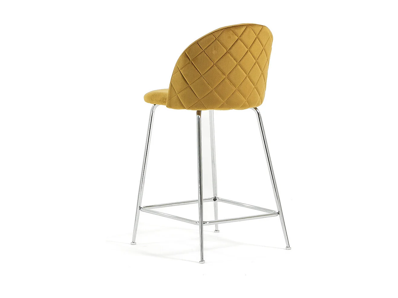 Lot de 2 tabourets de bar rembourrés en velours, pieds en métal, h.65 cm, pour bar, restaurants et cuisine, design moderne et élégant - Sara XL - Moutarde/Argent