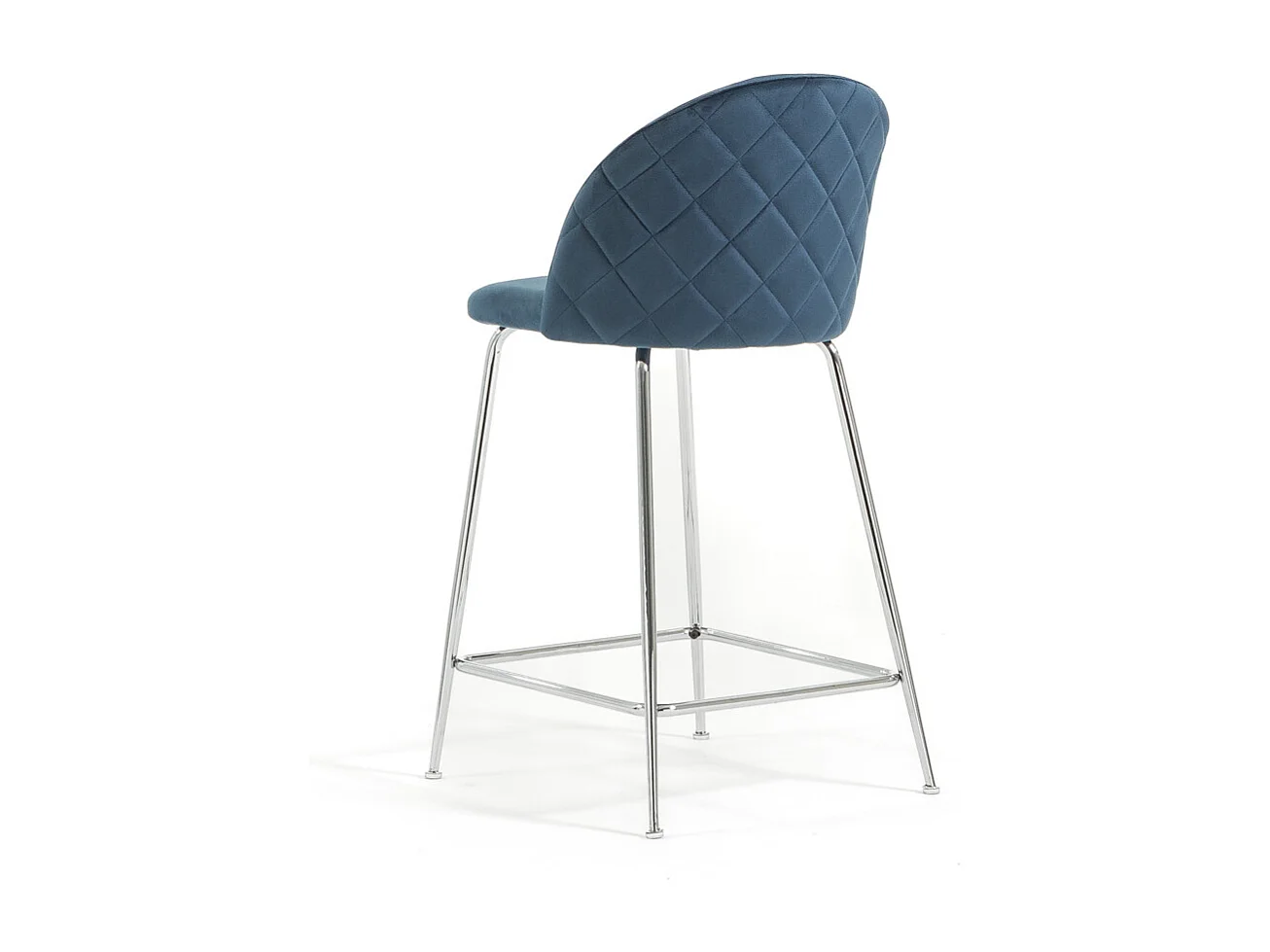 Lot de 2 tabourets de bar rembourrés en velours, pieds en métal, h.65 cm, pour bar, restaurants et cuisine, design moderne et élégant - Sara XL - Bleu/Argent