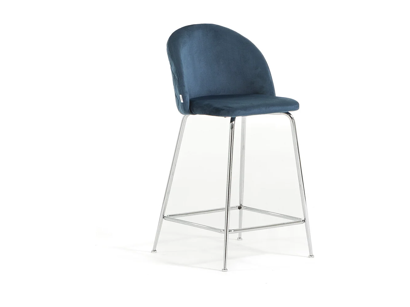 Lot de 2 tabourets de bar rembourrés en velours, pieds en métal, h.65 cm, pour bar, restaurants et cuisine, design moderne et élégant - Sara XL - Bleu/Argent