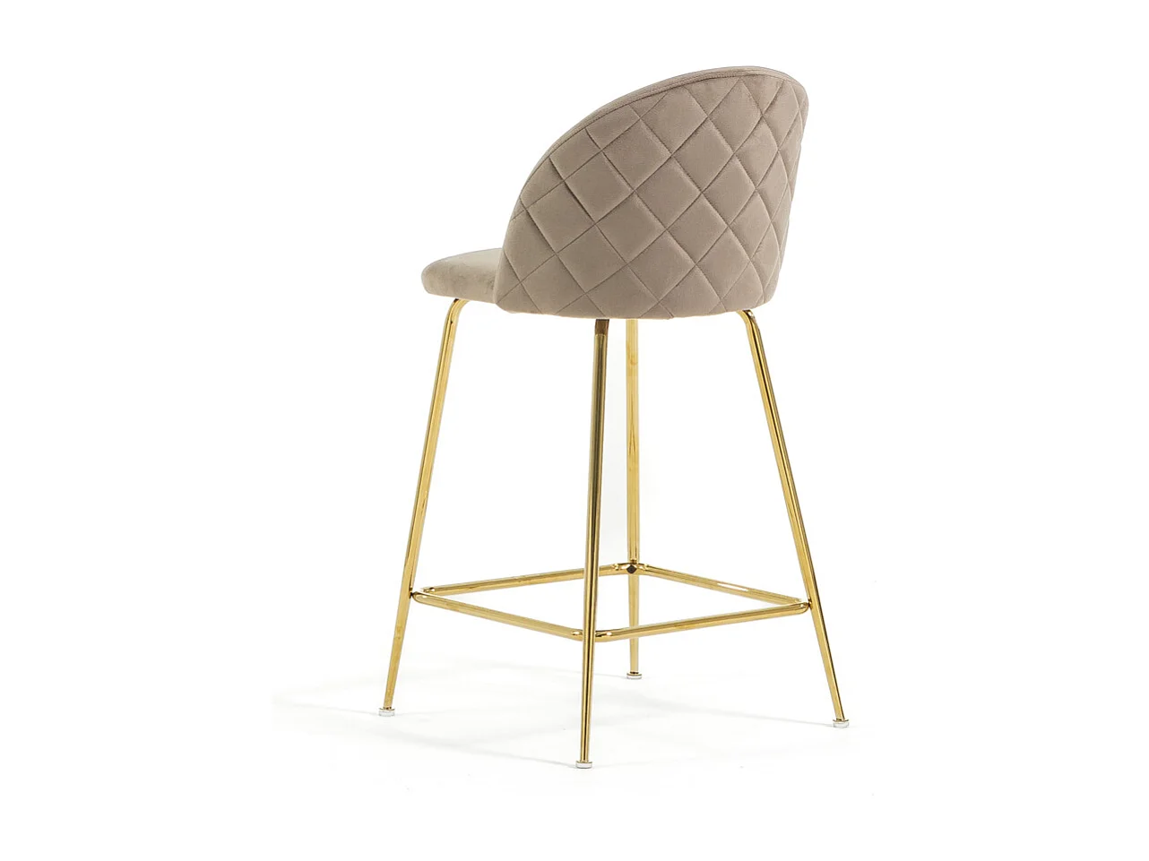 Lot de 2 tabourets de bar rembourrés en velours, pieds en métal, h.65 cm, pour bar, restaurants et cuisine, design moderne et élégant - Sara XL - Taupe/Or