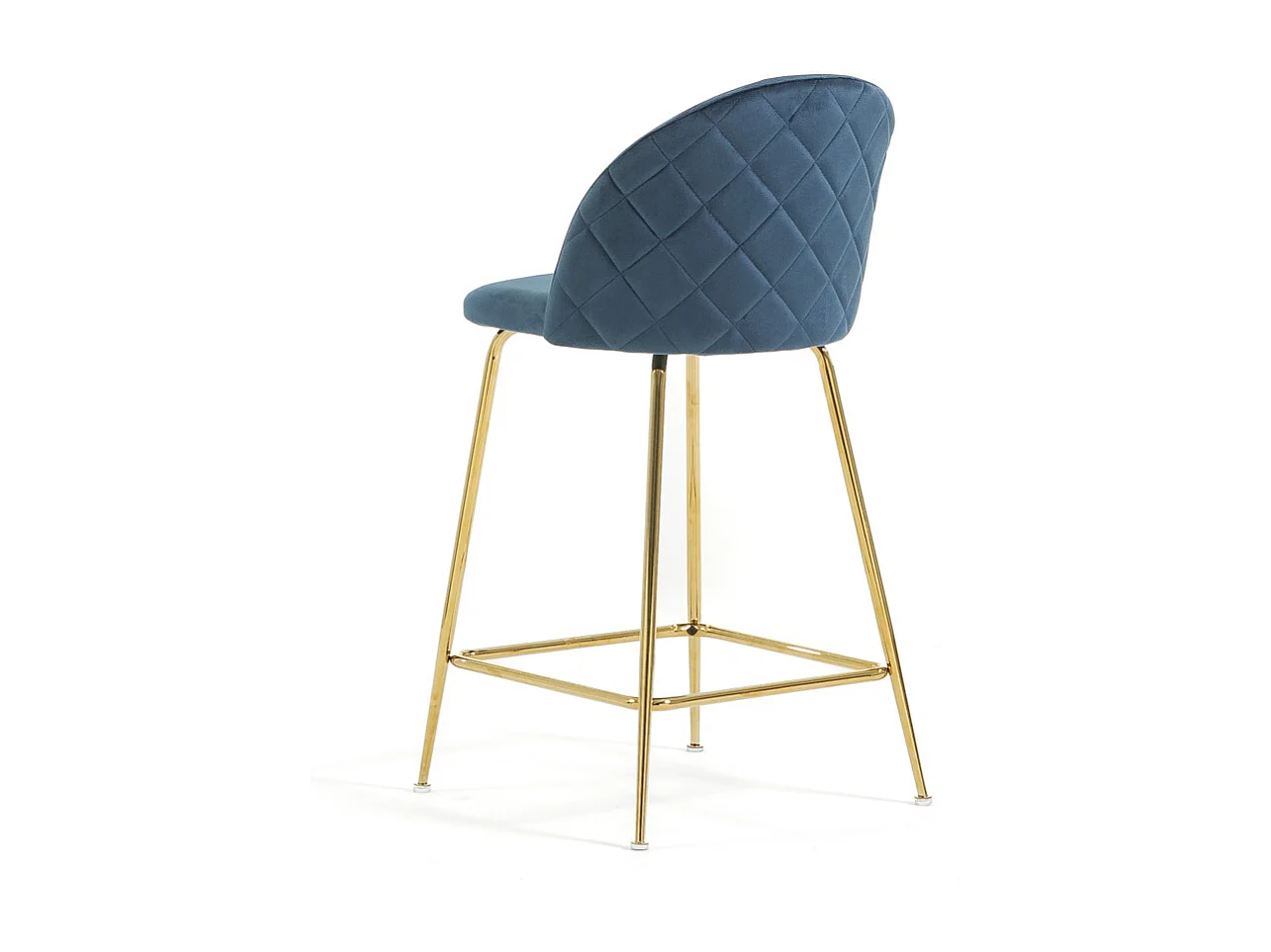 Lot de 2 tabourets de bar rembourrés en velours, pieds en métal, h.65 cm, pour bar, restaurants et cuisine, design moderne et élégant - Sara XL - Bleu/Or