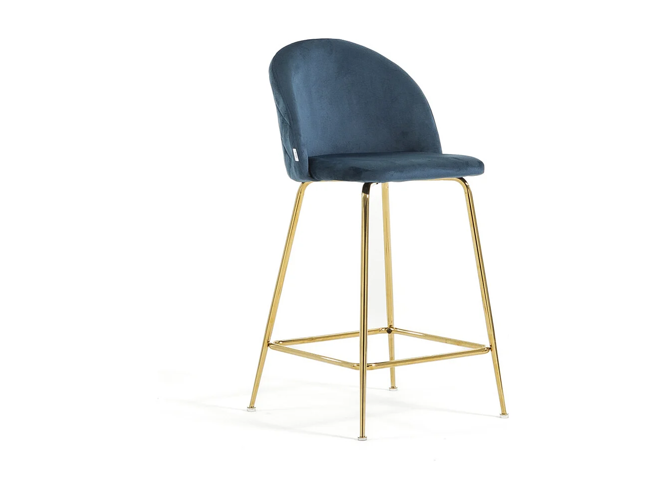Lot de 2 tabourets de bar rembourrés en velours, pieds en métal, h.65 cm, pour bar, restaurants et cuisine, design moderne et élégant - Sara XL - Bleu/Or