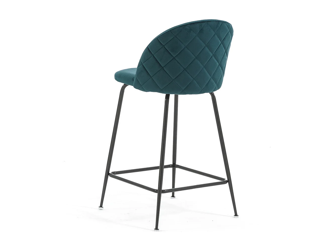 Lot de 2 tabourets de bar rembourrés en velours, pieds en métal, h.65 cm, pour bar, restaurants et cuisine, design moderne et élégant - Sara XL - Bleu canard/Gris