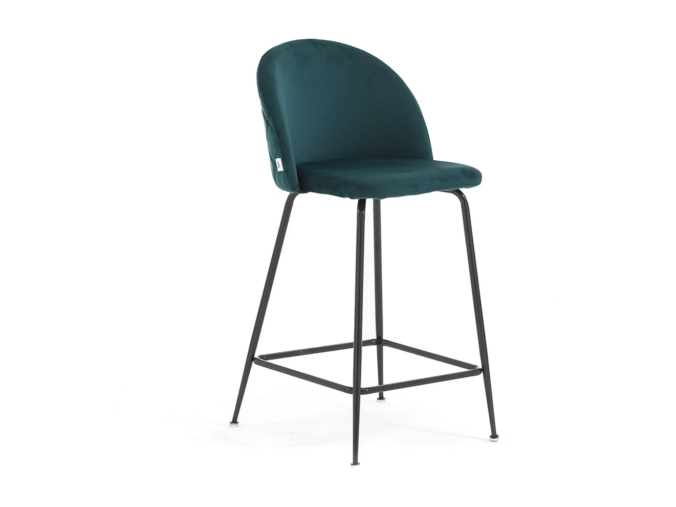 Lot de 2 tabourets de bar rembourrés en velours, pieds en métal, h.65 cm, pour bar, restaurants et cuisine, design moderne et élégant - Sara XL - Bleu canard/Gris
