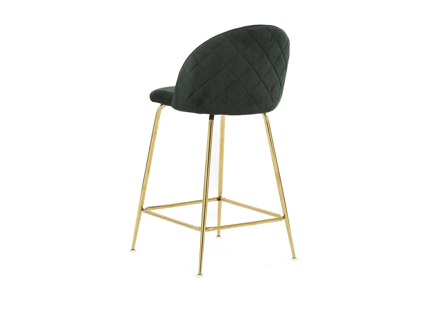 Lot de 2 tabourets de bar rembourrés en velours, pieds en métal, h.65 cm, pour bar, restaurants et cuisine, design moderne et élégant - Sara XL - Vert foncé/Or