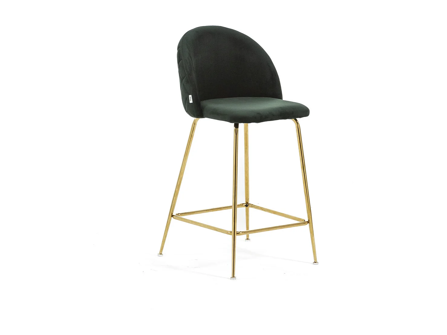Lot de 2 tabourets de bar rembourrés en velours, pieds en métal, h.65 cm, pour bar, restaurants et cuisine, design moderne et élégant - Sara XL - Vert foncé/Or