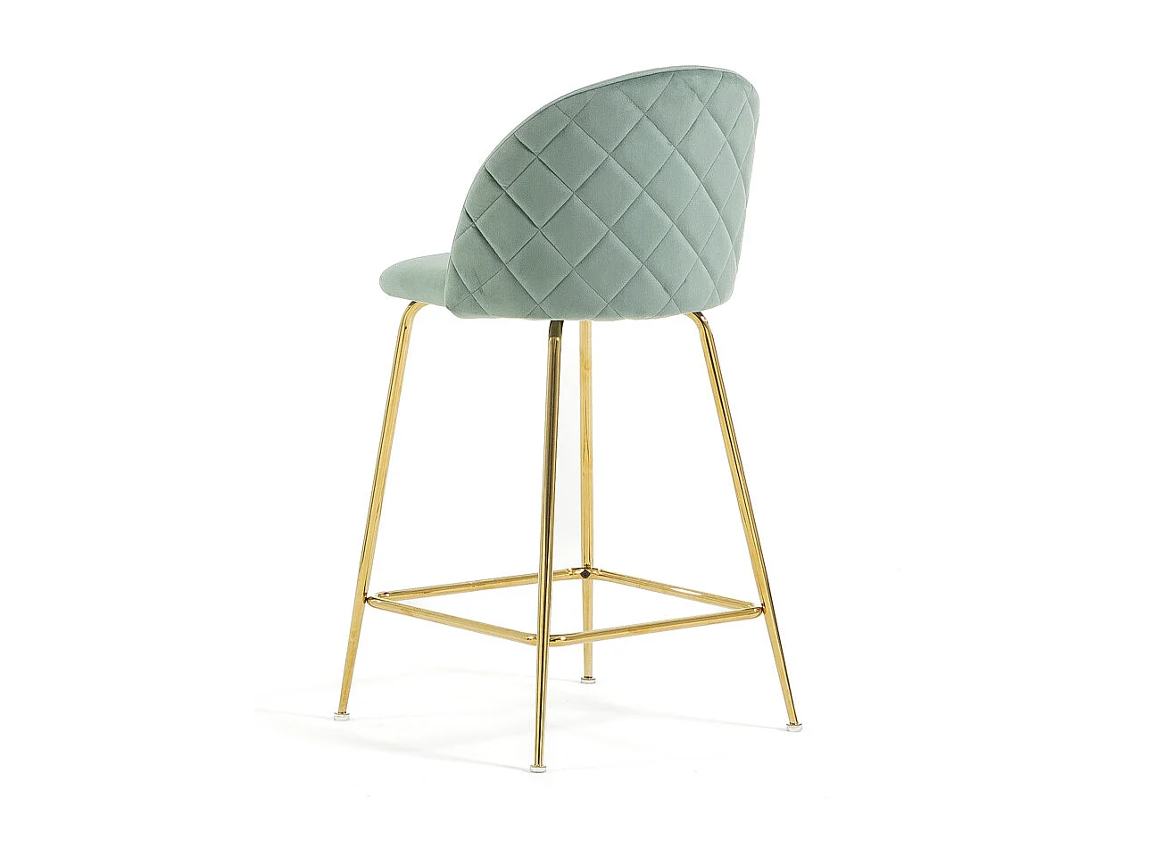 Lot de 2 tabourets de bar rembourrés en velours, pieds en métal, h.65 cm, pour bar, restaurants et cuisine, design moderne et élégant - Sara XL - Vert jade/Or