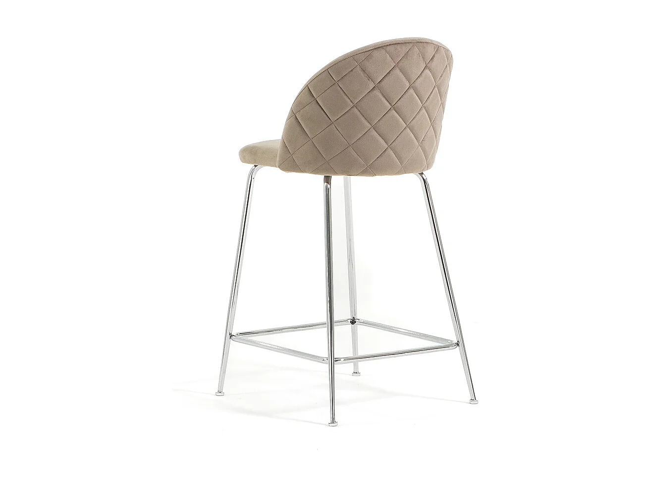 Lot de 2 tabourets de bar rembourrés en velours, pieds en métal, h.65 cm, pour bar, restaurants et cuisine, design moderne et élégant - Sara XL - Taupe/Argent