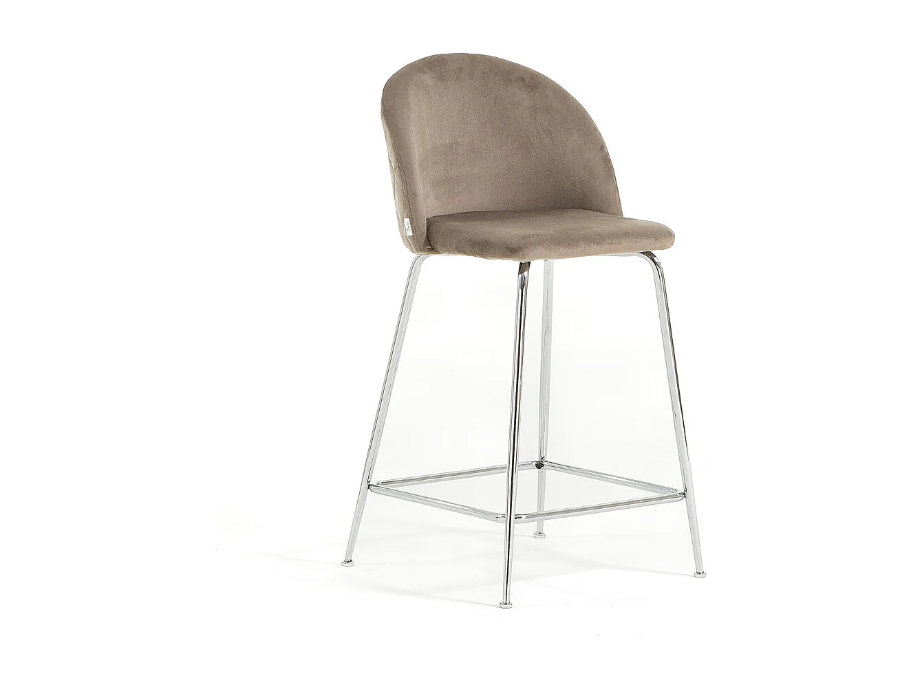 Lot de 2 tabourets de bar rembourrés en velours, pieds en métal, h.65 cm, pour bar, restaurants et cuisine, design moderne et élégant - Sara XL - Taupe/Argent