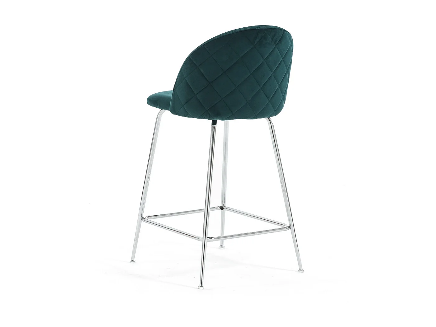 Lot de 2 tabourets de bar rembourrés en velours, pieds en métal, h.65 cm, pour bar, restaurants et cuisine, design moderne et élégant - Sara XL - Bleu canard/Argent