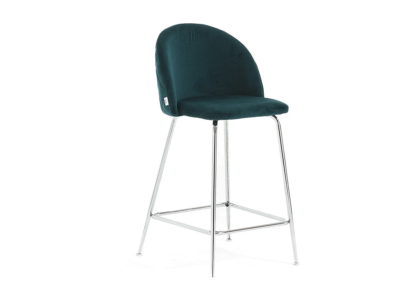 Lot de 2 tabourets de bar rembourrés en velours, pieds en métal, h.65 cm, pour bar, restaurants et cuisine, design moderne et élégant - Sara XL - Bleu canard/Argent