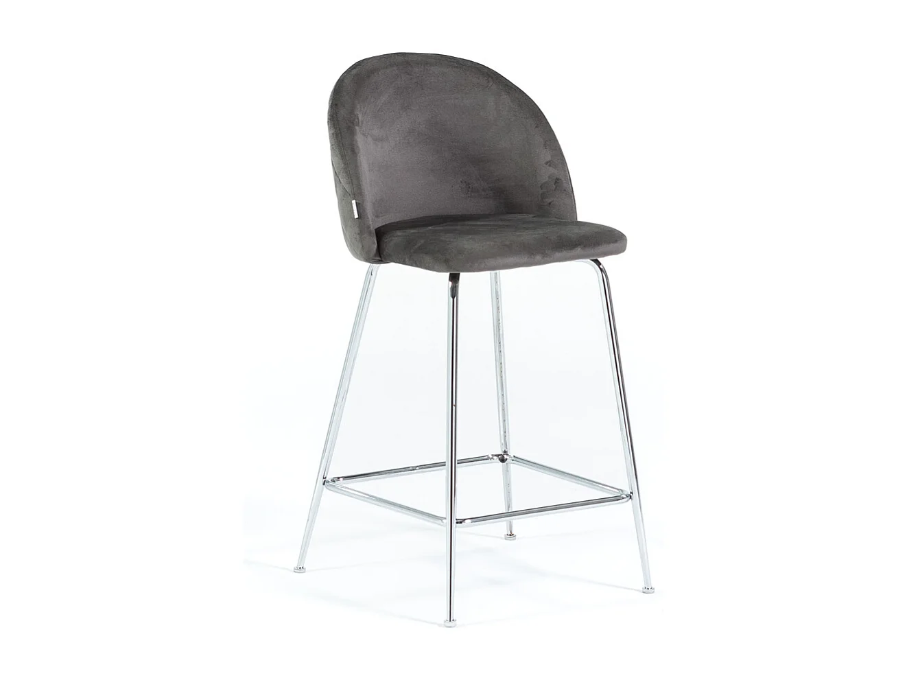 Lot de 2 tabourets de bar rembourrés en velours, pieds en métal, h.65 cm, pour bar, restaurants et cuisine, design moderne et élégant - Sara XL - Gris foncé/Argent