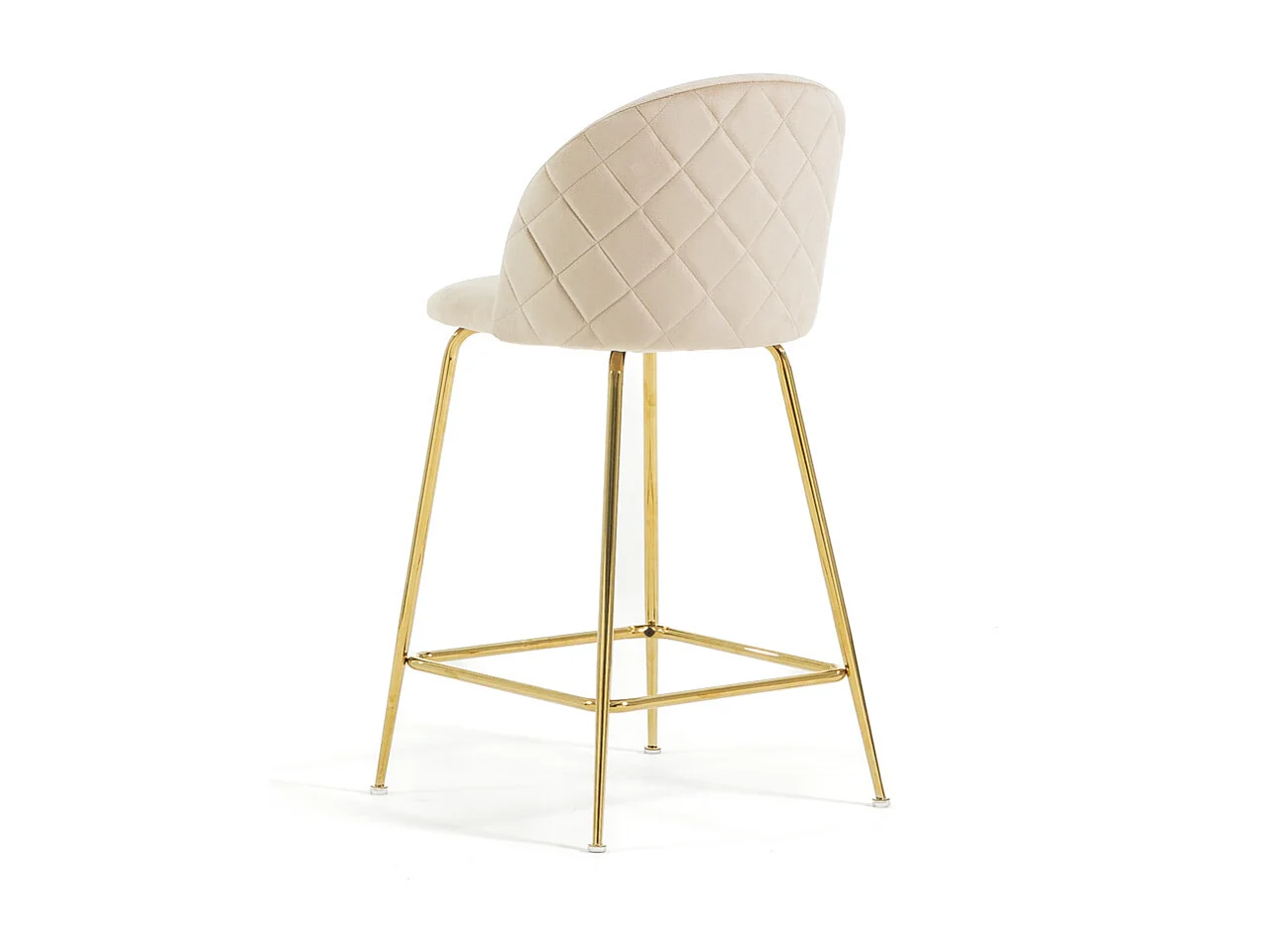 Set di 2 sgabelli da bar imbottiti in velluto, gambe in metallo, h.65 cm, per bar, ristoranti e cucina, design moderno ed elegante – Sara XL – Crema/Oro