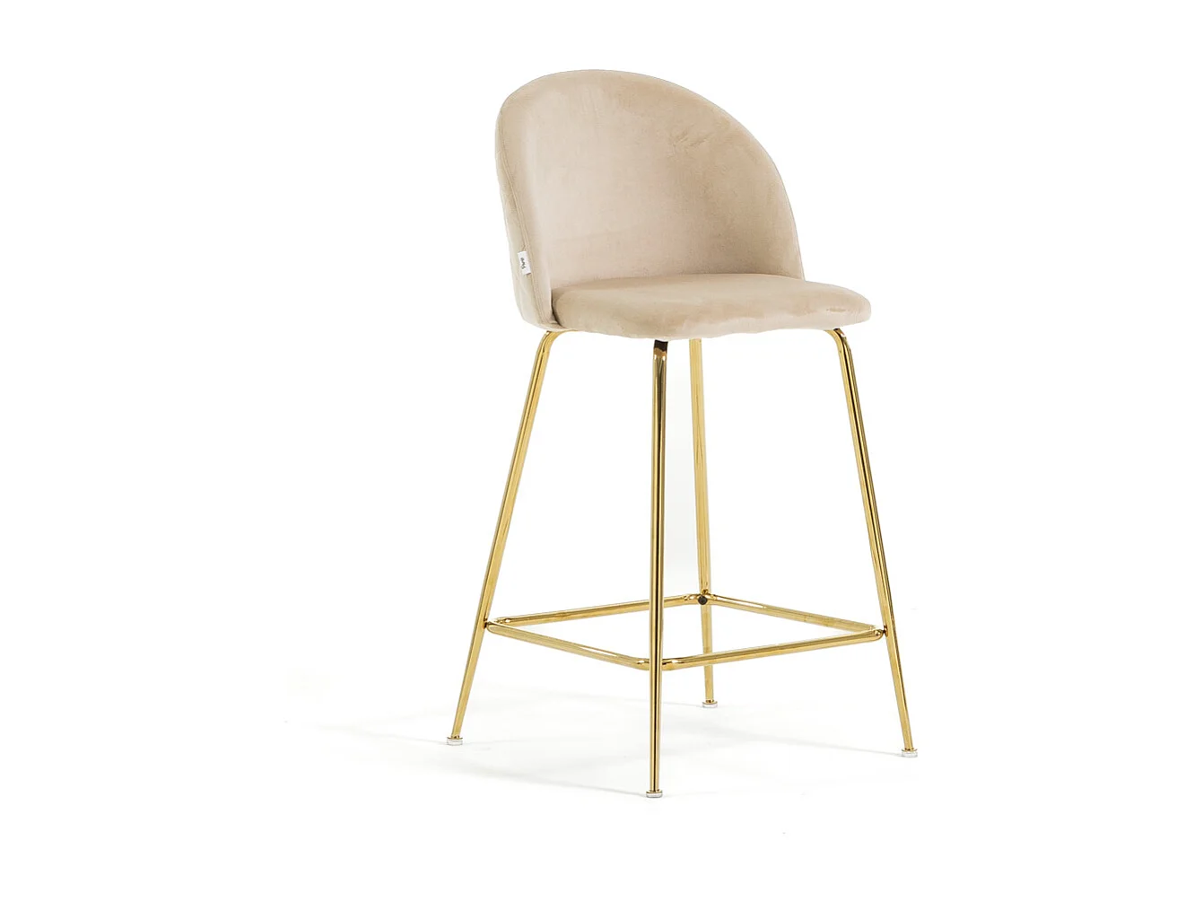 Set di 2 sgabelli da bar imbottiti in velluto, gambe in metallo, h.65 cm, per bar, ristoranti e cucina, design moderno ed elegante – Sara XL – Crema/Oro