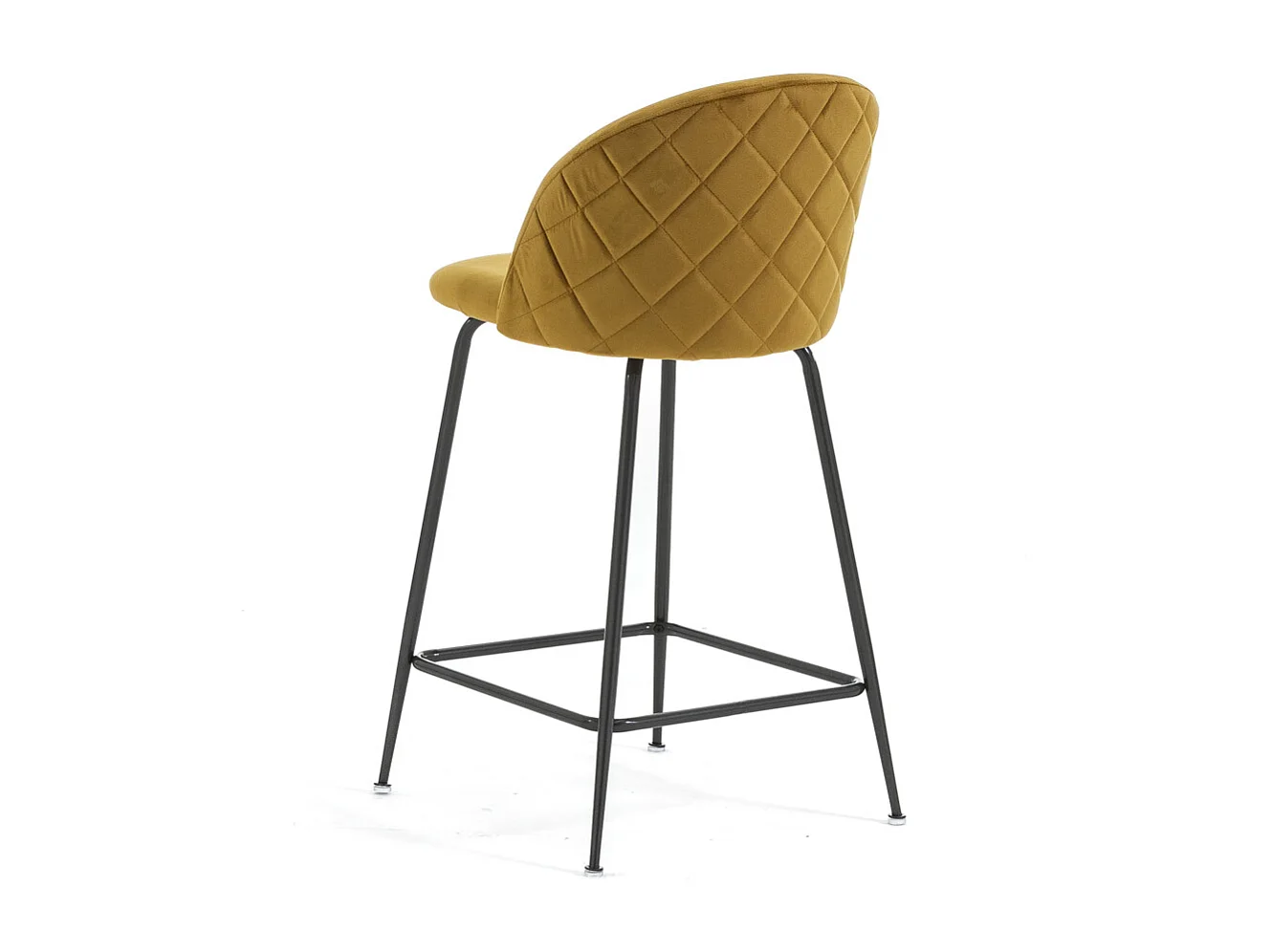Lot de 2 tabourets de bar rembourrés en velours, pieds en métal, h.65 cm, pour bar, restaurants et cuisine, design moderne et élégant - Sara XL - Moutarde/Gris