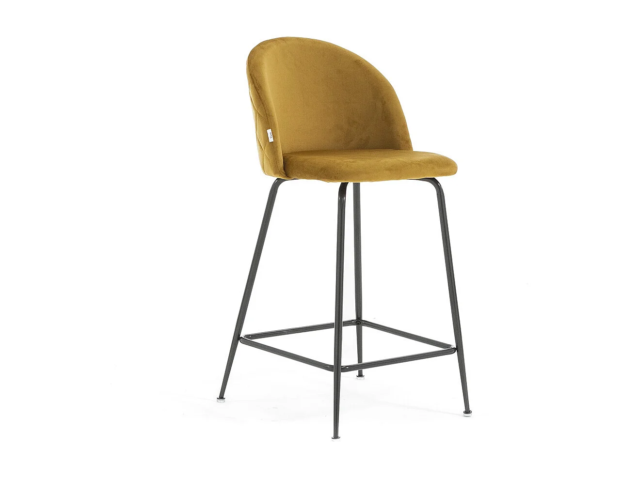 Lot de 2 tabourets de bar rembourrés en velours, pieds en métal, h.65 cm, pour bar, restaurants et cuisine, design moderne et élégant - Sara XL - Moutarde/Gris